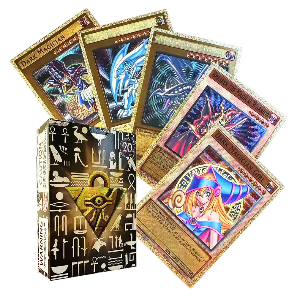 55pcs Golden Foil Plastic Yu Gi Oh Anime Cards in English Blue Eyes Exodia Obelisk Slifer Ra Yugioh Classic Proxy Card kids 55pcs Golden Foil Plastic Yu Gi Oh Anime Cards in English Blue Eyes Exodia Obelisk Slifer Ra Yugioh Classic Proxy Card kids